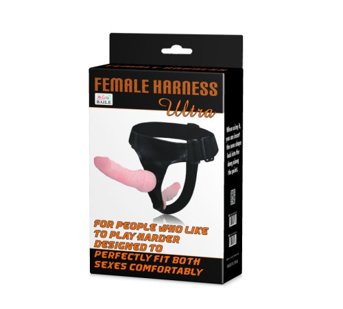 Поясной фаллос на трусиках с вагинальной пробкой Female Harness Ultra - 16,5 см.
